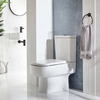 Sanitario WC Moderno Monoblocco - Sedile Ammortizzato e Pulsante di Scarico Nero - Hudson Reed