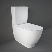 Sanitario WC Moderno Monoblocco Senza Brida con Sedile Ammortizzato - Bianco Lucido - Hudson Reed x RAK Moon