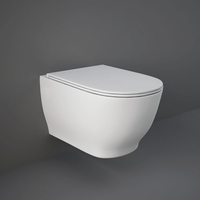 Sanitario WC Moderno Sospeso Senza Brida con Sedile Ammortizzato - Bianco Lucido - Hudson Reed x RAK Moon