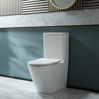 Sanitario WC Monoblocco Moderno con Sedile a Chiusura Ammortizzata e Pulsante di Scarico Nero