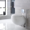 Sanitario WC Sospeso Ovale con Copriwater,  Telaio Corto e Placca di Comando - Langtree