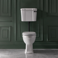 Sanitario WC Tradizionale Alto con Cassetta Bassa - Kit Scarico Nero Opaco e Copriwater WC Bianco - Richmond