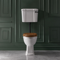 Sanitario WC Tradizionale Alto con Cassetta Bassa - Kit Scarico Nero Opaco e Copriwater WC in Rovere - Richmond