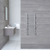 Scaldasalviette Curvo di Design - Termoarredo Bagno Cromato - 900 x 510mm - 357 Watt - Finesse