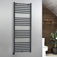 Scaldasalviette Elettrico Antracite - 600mm x 1600mm - con Elemento Semplice Cablato e Copricavo - Artle - ECOSO by Hudson Reed