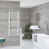Scaldasalviette Elettrico Curvo con Elemento Termostatico 600W e Copri Cavi - Bianco - 1200 x 500mm