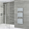 Scaldasalviette Elettrico di Design Cromato con Pannelli Piatti - 1213 x 450mm - con Elemento e Senza Copri Cavo