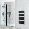 Scaldasalviette Elettrico di Design Nero con Elemento Termostatico - Pannelli Piatti - 975 x 450mm - Lustro