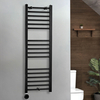 Scaldasalviette Elettrico Diritto Nero - 1200mm x 400mm - con Elemento Termostatico Wi-Fi con Presa Elettrica - Nox - ECOSO by Hudson Reed