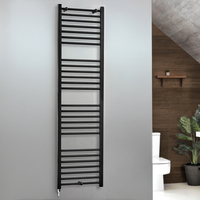 Scaldasalviette Elettrico Diritto Nero - 1800mm x 500mm - con Elemento Semplice Cablato - Nox - ECOSO by Hudson Reed