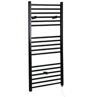 Scaldasalviette Elettrico Piatto 300W - Termoarredo Bagno Nero - 1200 x 400mm - Nero
