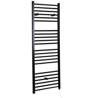 Scaldasalviette Elettrico Piatto 400W - Termoarredo Bagno Nero - 1600 x 500mm - Nero