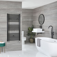 Scaldasalviette Elettrico Piatto con Elemento Termostatico 600W - Nero Opaco - 1200 x 500mm - Nero