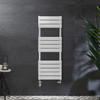 Scaldasalviette Misto Bianco - 1200mm x 450mm - incl. 600 Watt Elemento Riscaldante con Copricavo e Valvole