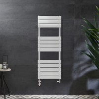 Scaldasalviette Misto Bianco - 1200mm x 450mm - incl. 600 Watt Elemento Riscaldante con Copricavo e Valvole