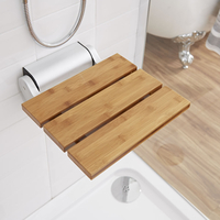 Sedile Doccia Ribaltabile in Legno con Finitura in Bambù Chiaro 310x430mm