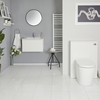 Set Bagno Bianco con Mobile WC,  Sanitario a Terra,  Mobile Sospeso con Lavabo Integrato e Opzione LED - Newington