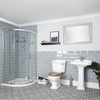 Set Bagno con Box Doccia Angolare,  Sanitario WC e Lavabo su Colonna - Legend