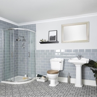 Set Bagno con Box Doccia Angolare,  Sanitario WC e Lavabo su Colonna - Legend