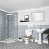 Set Bagno con Box Doccia Angolare,  Sanitario WC Monoblocco e Lavabo su Colonna - Ryther