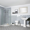 Set Bagno con Box Doccia Angolare,  Sanitario WC Sospeso e Lavabo su Colonna - Chester