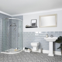 Set Bagno con Box Doccia Angolare,  Sanitario WC Sospeso e Lavabo su Colonna - Chester