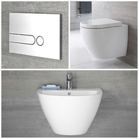Set Bagno con Lavabo e Sanitario WC Sospeso Senza Brida - Ashbury