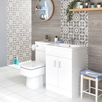 Set Bagno con Mobile WC,  Sanitario e Lavabo Integrato a Destra - Geo