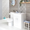 Set Bagno con Mobile WC,  Sanitario e Lavabo Integrato a Destra - Geo
