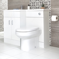 Set Bagno con Mobile WC,  Sanitario e Lavabo Integrato a Sinistra - Geo