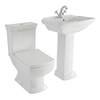 Set Bagno con Sanitario WC Monoblocco,  Copriwater e Lavabo su Colonna - Chester