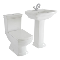 Set Bagno con Sanitario WC Monoblocco,  Copriwater e Lavabo su Colonna - Chester