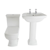 Set Bagno con Sanitario WC Monoblocco,  Copriwater e Lavabo su Colonna 2 Fori - Chester