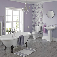 Set Bagno con Vasca Freestanding,  Lavabo Su Colonna,  Sanitario WC Monoblocco e Rubinetteria - Carlton
