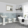 Set Bagno con Vasca Freestanding,  Sanitario WC Sospeso,  Lavabo su Colonna e Bidet Sospeso - Chester