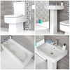 Set Bagno con Vasca,  Sanitario WC Monoblocco e Lavabo su Colonna - Exton