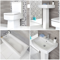 Set Bagno con Vasca,  Sanitario WC Monoblocco e Lavabo su Colonna - Exton