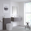Set Bagno Grigio con Mobile WC,  Sanitario a Terra,  Mobile Sospeso con Lavabo Integrato e Opzione LED - Newington