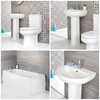 Set Bagno Moderno con Vasca,  Lavabo su Colonna e Sanitario WC Monoblocco - Covelly