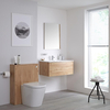 Set Bagno Rovere Dorato con Mobile WC,  Sanitario a Terra,  Mobile Sospeso con Lavabo Integrato e Opzione LED - Newington