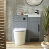 Set da Bagno con Mobile Tradizionale Grigio Chiaro da 400mm con Lavabo e Mobile WC con Sanitario Filo Parete Alswear