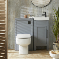 Set da Bagno con Mobile Tradizionale Grigio Chiaro da 400mm con Lavabo e Mobile WC con Sanitario Filo Parete Sandford