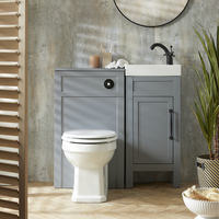 Set da Bagno con Mobile Tradizionale Grigio Chiaro da 400mm con Lavabo e Mobile WC con Sanitario Filo Parete Warwick