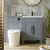 Set da Bagno con Mobile Tradizionale Grigio Chiaro da 600mm con Lavabo e Mobile WC con Sanitario Filo Parete Alswear
