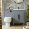 Set da Bagno con Mobile Tradizionale Grigio Chiaro da 600mm con Lavabo e Mobile WC con Sanitario Filo Parete Sandford