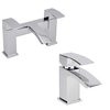 Set di Rubinetti con Miscelatore Lavabo a Cascata e Rubinetto Miscelatore Vasca con Kit Doccia