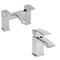 Set di Rubinetti con Miscelatore Lavabo a Cascata e Rubinetto Miscelatore Vasca con Kit Doccia