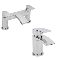 Set di Rubinetti Cromato in Stile Moderno per Lavabo e Vasca