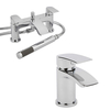 Set di Rubinetti in Stile Moderno per Lavabo e Vasca Completo di Kit Doccia