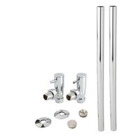 Set Minimalista di Tubi e Valvole a Squadra per Radiatore Cromato - 15mm